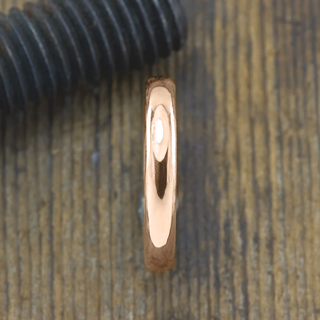 4mm Comfort Fit 14k Peach Gold Mens Wedding Band, Half Round Polished