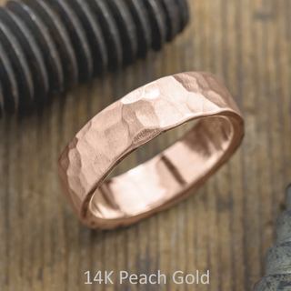 6mm Mens Wedding Band, Hammered Matte