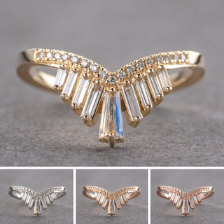 Large Mabel Wedding Ring, 26 Diamond & Moonstone
