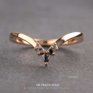 Freya Wedding Ring, 5 Grey and Black Diamond, Loaf Band