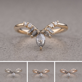 Maxine Wedding Ring, 9 Salt and Pepper & White Diamond