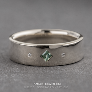 Green Lab Sapphire and Diamond Men's Wedding Ring, Comfort Fit