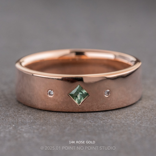 Green Lab Sapphire and Diamond Men's Wedding Ring, Comfort Fit