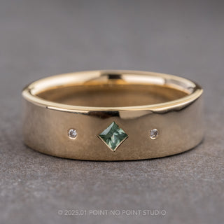Green Lab Sapphire and Diamond Men's Wedding Ring, Comfort Fit