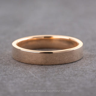 4mm Comfort Fit 14k Peach Gold Mens Wedding Ring, Polished