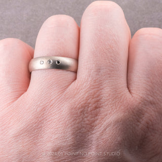 Ombre Diamond Men's Wedding Ring, 14K White Gold