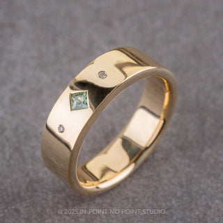 Green Lab Sapphire and Diamond Men's Wedding Ring, Comfort Fit