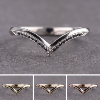 Mackenzie Wedding Ring, Black Diamond women's wedding band, Point No Point Studio. Eco-friendly, Recycled Metals, Conflict Free.