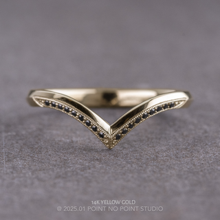 Mackenzie Wedding Ring, Black Diamond women's wedding band, Point No Point Studio. Eco-friendly, Recycled Metals, Conflict Free.