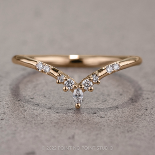 Marquise Diamond Wedding Band, Flora Setting, 14K Peach Gold