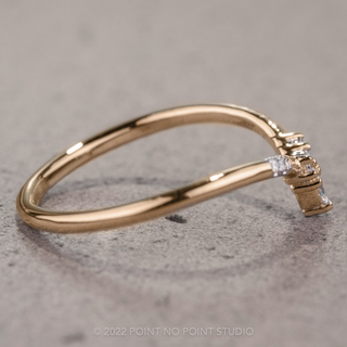 Marquise Diamond Wedding Band, Flora Setting, 14K Peach Gold