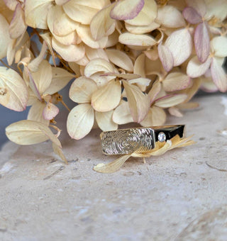 Custom Fingerprint Diamond Signet Ring