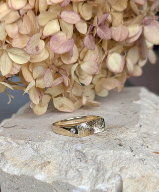 Custom Fingerprint Diamond Signet Ring