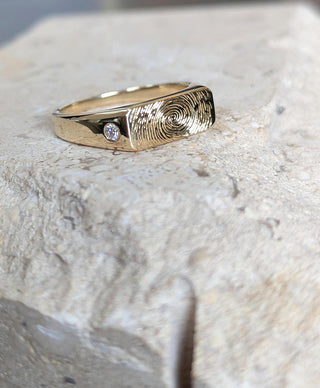 Custom Fingerprint Diamond Signet Ring