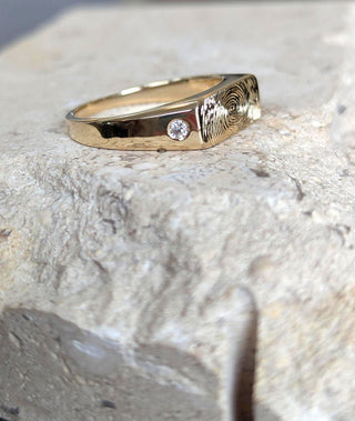 Custom Fingerprint Diamond Signet Ring