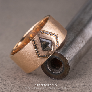 Kite and Black Diamond Mens Wedding Band, Comfort Fit