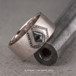 Kite and Black Diamond Mens Wedding Band, Comfort Fit