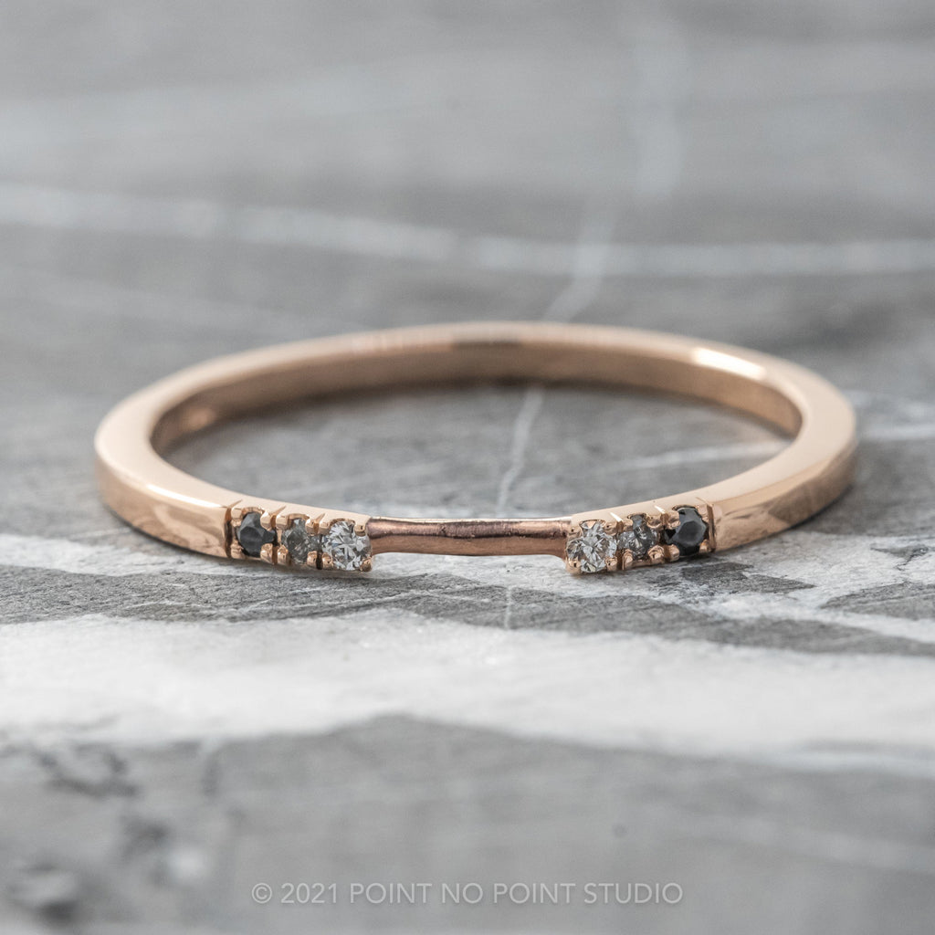 Harper Wedding Ring Cuff, 6 Ombre Diamond, Point No Point Studio