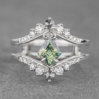 1.56 Carat Green Kite Sapphire and Diamond Engagement Ring, Empress Setting, Platinum