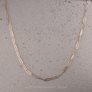 2.6mm Elongated Link, 18" Chain Necklace, 14k Rose Gold