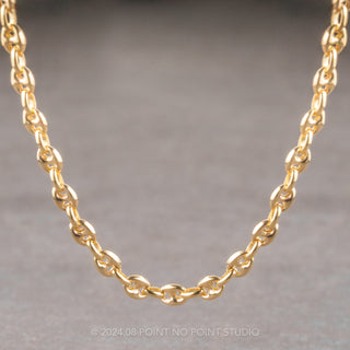 3.8mm Hollow Puffed Anchor, 16" Chain Necklace, 14k Yellow Gold