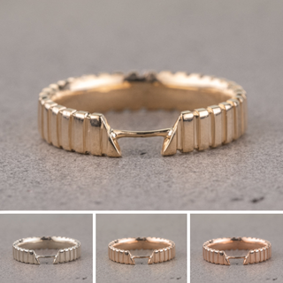 Notched Wedding Ring Cuff, 4mm Polished