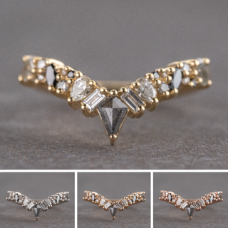 Aries Wedding Ring, Salt and Pepper Kite, 21 Ombre Diamond