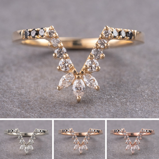 Cleopatra Wedding Ring, 17 Ombre Diamond