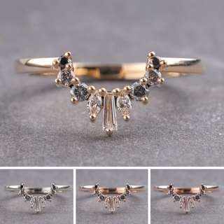 Sage Wedding Ring, 9 Ombre Diamond
