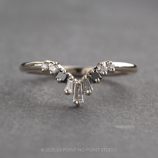 Baguette Diamond V Wedding Band, Small Ombre Wren Setting, Platinum