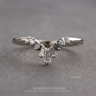 Wren Wedding Ring, 9 Black and White Diamond, V Contour
