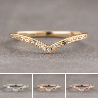 Vintage Viola Wedding Ring, 7 Ombre Diamond