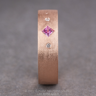 Pink Sapphire and Diamond Men's Wedding Ring, Comfort Fit