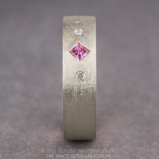 Pink Sapphire and Diamond Men's Wedding Ring, Comfort Fit