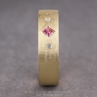 Pink Sapphire and Diamond Men's Wedding Ring, Comfort Fit