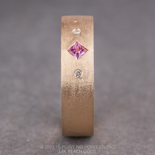 Pink Sapphire and Diamond Men's Wedding Ring, Comfort Fit