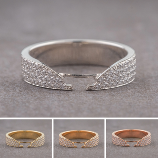 Paige Wedding Ring Cuff, Diamond, 5mm women's wedding band, Point No Point Studio. Eco-friendly, Recycled Metals, Conflict Free.