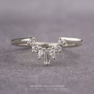 Petite Sage Wedding Ring, 7 Diamond