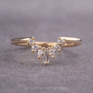 Petite Sage Wedding Ring, 7 Diamond