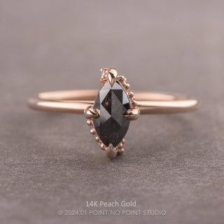 1.26 Carat Black Marquise Diamond Engagement Ring, Rhea Setting, Point No Point Studio. Available in a variety of metal types. Eco-friendly, Recycled Metals, Conflict Free.