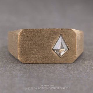 Kite Diamond Men's Wide Signet Style Wedding Ring, Matte men's wedding band, Point No Point Studio. Eco-friendly, Recycled Metals, Conflict Free.