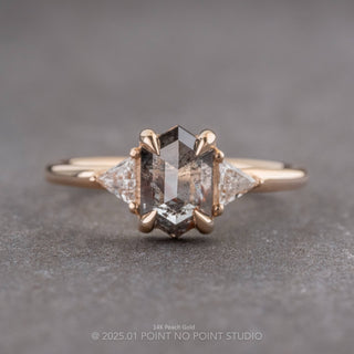 1.37 Carat Black Salt and Pepper Hexagon Diamond Engagement Ring, Zoe Setting