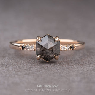 1.67 Carat Black Hexagon Diamond Engagement Ring, Ombre Jules Setting, Point No Point Studio. Available in a variety of metal types. Eco-friendly, Recycled Metals, Conflict Free.