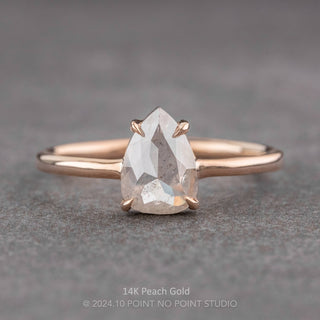 1.08 Carat Icy White Pear Diamond Engagement Ring, Jane Setting, Point No Point Studio. Available in a variety of metal types. Eco-friendly, Recycled Metals, Conflict Free.
