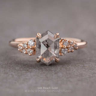 2.34 Carat Icy Salt and Pepper Hexagon Diamond Engagement Ring, Aspen Setting