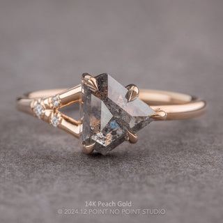 1.69 Carat Salt and Pepper Shield Diamond Engagement Ring, Zara Setting