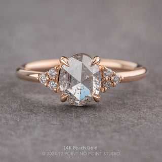2.57 Carat Icy Salt and Pepper Oval Diamond Engagement Ring, Quinn Setting, Point No Point Studio. Available in a variety of metal types. Eco-friendly, Recycled Metals, Conflict Free.