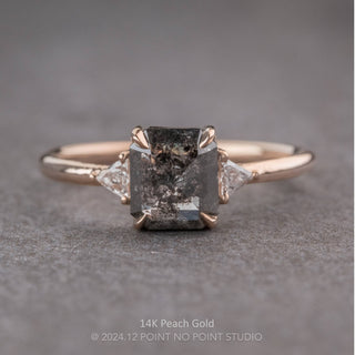 1.40 Carat Black Speckled Asscher Diamond Engagement Ring, Zoe Setting
