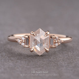 1.51 Carat Icy White Hexagon Diamond Engagement Ring, Dahlia Setting