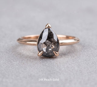 1.68 Carat Black Salt and Pepper Pear Diamond Engagement Ring, Charlize Setting